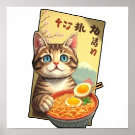 Blue Mit Augen Tabby Lieben Noodles Poster