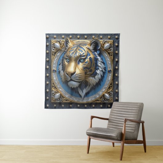 Blue Mit Augen Tiger Wandteppich (Beispiel)