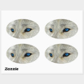Blue Mit Augen White Wolf Ovaler Aufkleber (Blatt)