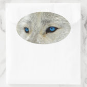 Blue Mit Augen White Wolf Ovaler Aufkleber (Tasche)