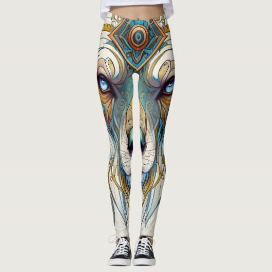 Blue Mit Augen Wolf Dream Catcher Leggings (Vorderseite)