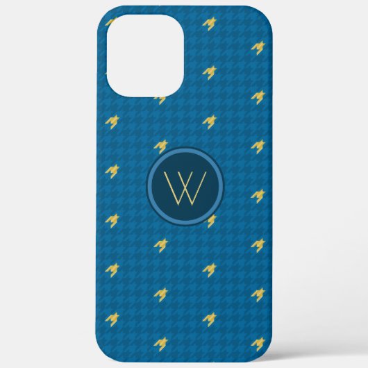 Blue mit Gold Accent Hahnentrittmuster Case Mate (Rückseite)