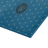 Blue mit Gold Accent Hahnentrittmuster Cutting Boa Schneidebrett (Ecke)