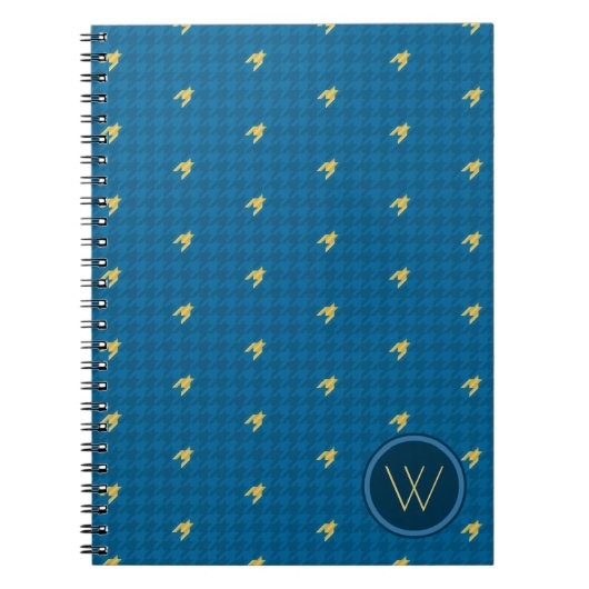 Blue mit Gold Accent Hahnentrittmuster Notebook Notizblock (Vorderseite)