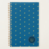 Blue mit Gold Accent Hahnentrittmuster Planner Planer (Vorderseite)