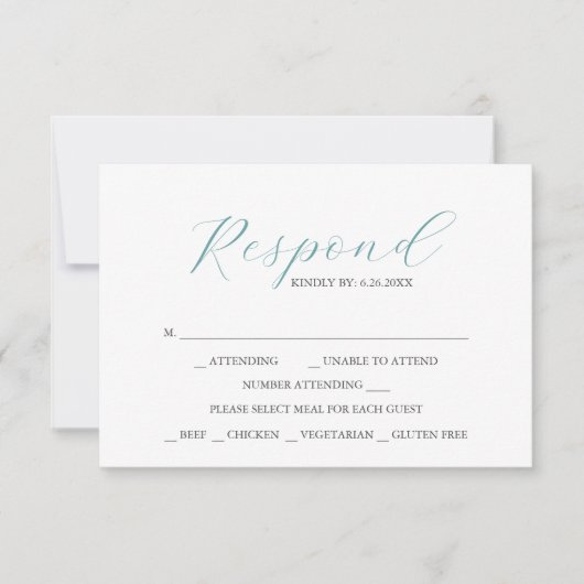 Blue mit Meal Choice Monogram RSVP Cards (Vorderseite)