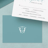 Blue mit Meal Choice Monogram RSVP Cards Karte