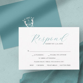 Blue mit Meal Choice Monogram RSVP Cards Karte