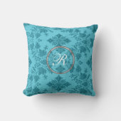 Blue Mit Monogramm Designer Throw Kissen (Vorderseite)