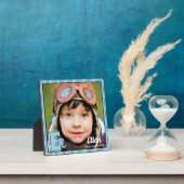 Blue Mit Monogramm E Elephant Baby Foto Fotoplatte (InSitu)