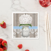 Blue Mit Monogramm Hydrangea Mason Jar Serviette (Beispiel)