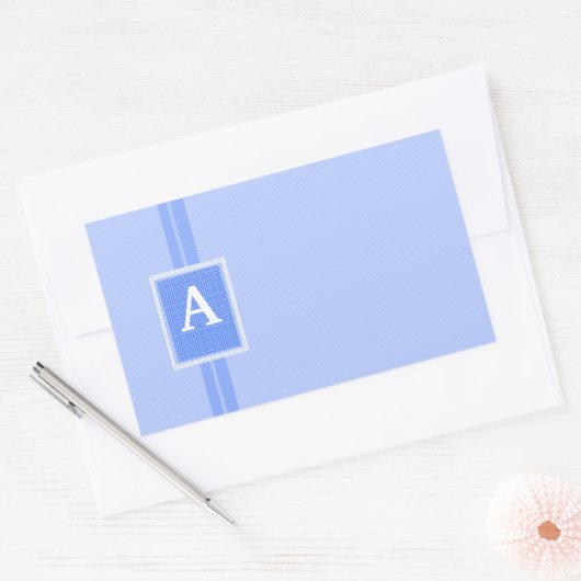 Blue Mit Monogramm Initial Rechteckiger Aufkleber (Umschlag)