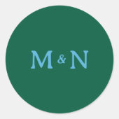 Blue Mit Monogramm Wedding Invitation Siegel Runder Aufkleber (Vorderseite)