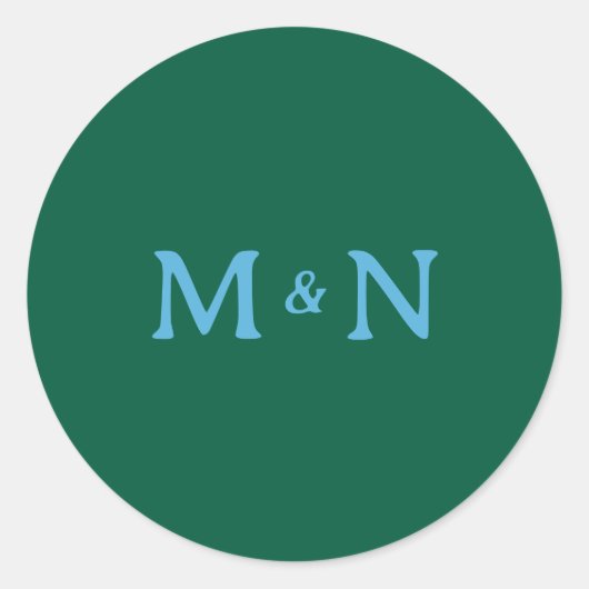 Blue Mit Monogramm Wedding Invitation Siegel Runder Aufkleber (Vorderseite)