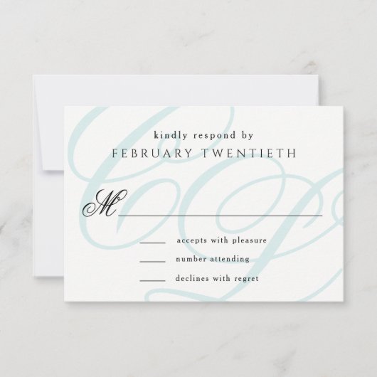 Blue Mit Monogramm Wedding RSVP Cards (Vorderseite)