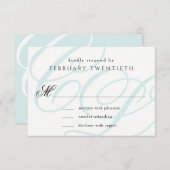 Blue Mit Monogramm Wedding RSVP Cards (Vorne/Hinten)