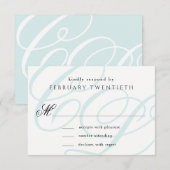 Blue Mit Monogramm Wedding RSVP Cards Karte (Vorne/Hinten)