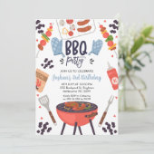 Blue Mitt Boys Grillen Birthday Einladung (Stehend Vorderseite)