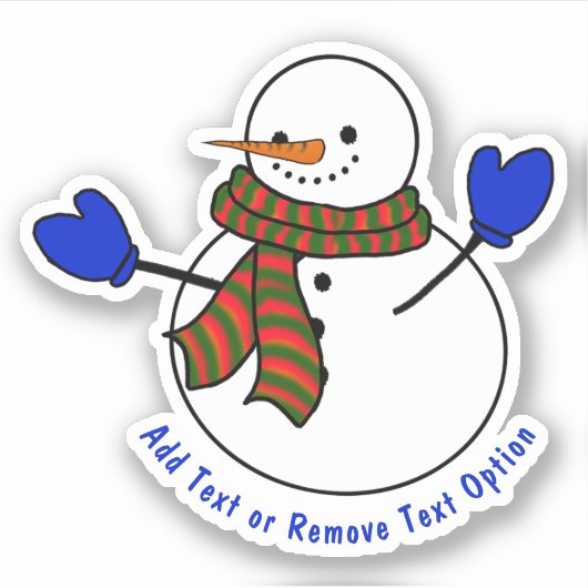 Blue Mittens Snowman Weihnachten Aufkleber (Vorderseite)
