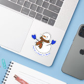 Blue Mittens Snowman Weihnachten Aufkleber (Laptop mit iPhone)