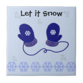 Blue Mittens und Snowflakes Fliese (Vorderseite)