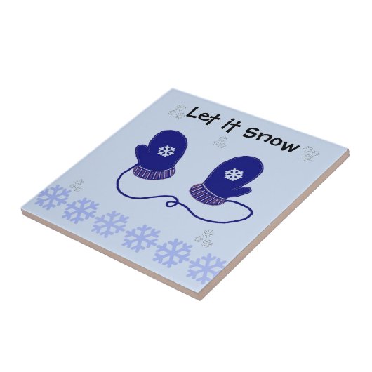 Blue Mittens und Snowflakes Fliese (Seite)