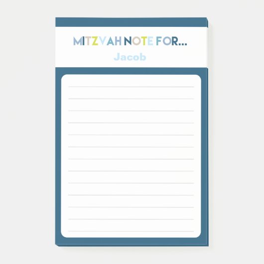 Blue Mitzvah Hinweis: 4x6 Sticky Pad Post-it Klebezettel (Vorderseite)