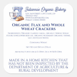 Blue Mixer Bread Bakery Pastry Chef Food Product Quadratischer Aufkleber