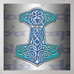 Blue Mjölnir on Tengwar Poster