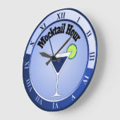 Blue Mocktail Hour Bar Clock Große Wanduhr (Winkel)