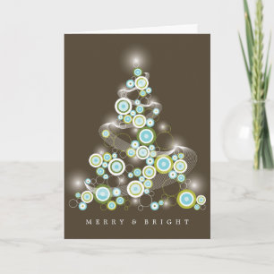 Blue Mod Circles glühen Abstrakten Weihnachtsbaum Feiertagskarte