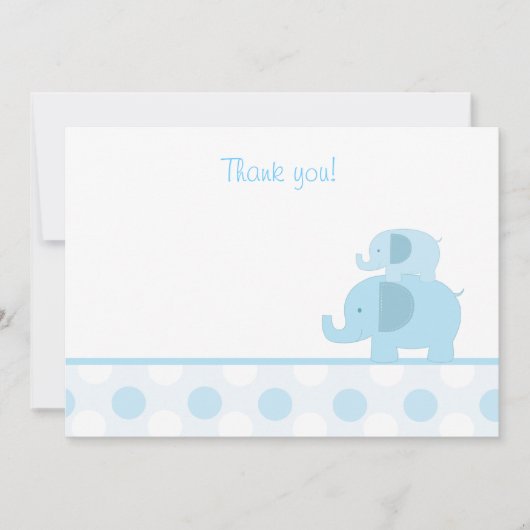 Blue Mod Elephant Flat Vielen Dank Mitteilungskarte (Vorderseite)