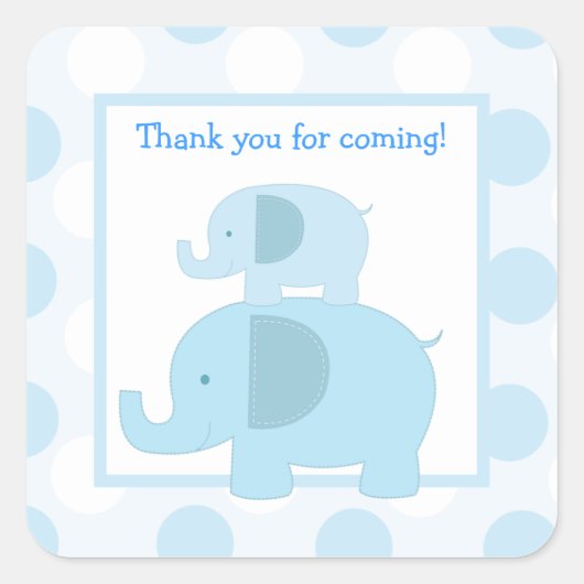 Blue Mod Elephants Square Umschlag Aufkleber 20 (Vorderseite)