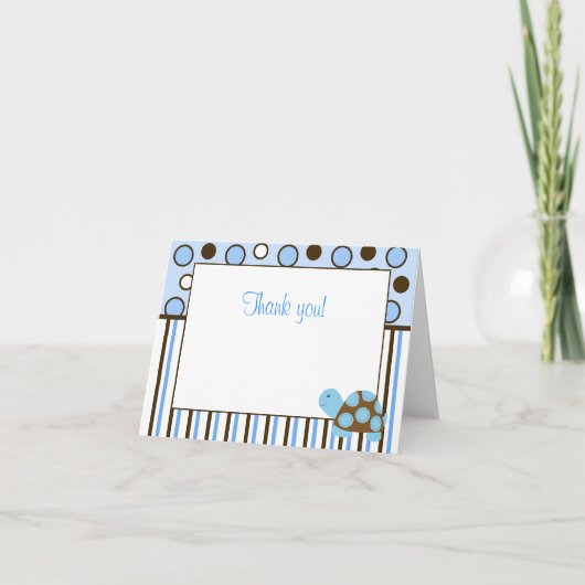 Blue Mod Turtle Trendy Blue dot Note Cards Dankeskarte (Vorderseite)