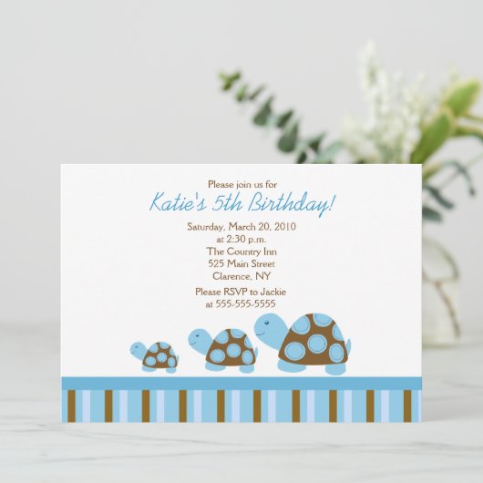 Blue Mod Turtles 12x18 Geburtstag Einladung (Stehend Vorderseite)