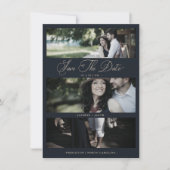 Blue Modern 3 Wedding Engagement Photos Collage (Vorderseite)