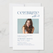 Blue Modern Arch Foto Abschluss Ankündigung (Rückseite)