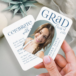 Blue Modern Arch Foto Abschluss Ankündigung Begleitkarte