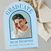 Blue Modern Arch Grad Photo Announcement  Einladung