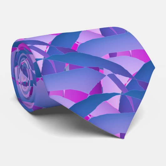 Blue Modern Art Graphic Print Krawatte (Gerollt)