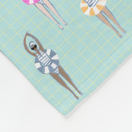 Blue Modern Artistic Swimmingpool Fleecedecke (Ecke)