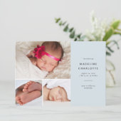 Blue Modern Baby Boy Multi-Foto Birth Ankündigung (Stehend Vorderseite)