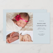 Blue Modern Baby Boy Multi-Foto Birth Ankündigung (Vorne/Hinten)