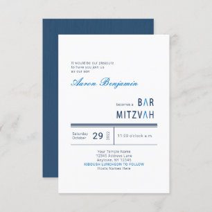 Blue Modern Bar Mitzvah Einladung