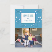 Blue Modern Berry Holiday Foto Card Einladung (Vorderseite)