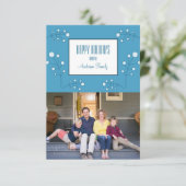 Blue Modern Berry Holiday Foto Card Einladung (Stehend Vorderseite)