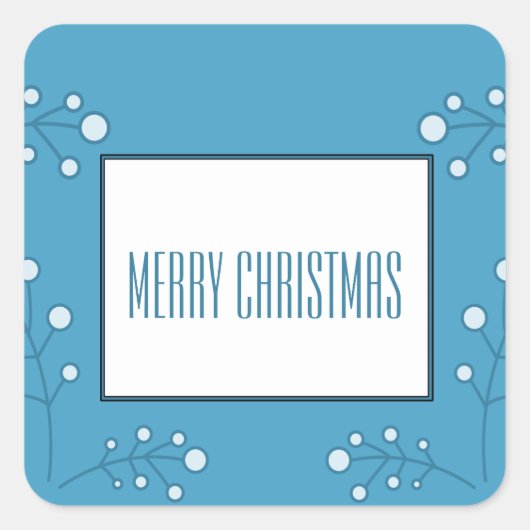 Blue Modern Berry Holiday Stickers (Vorderseite)