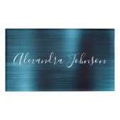 Blue Modern Beruflich Business Metallic Foil Namenschild (Vorderseite)