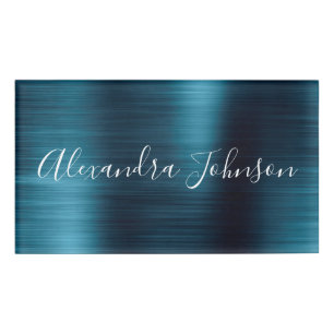Blue Modern Beruflich Business Metallic Foil Namenschild