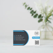 Blue Modern Berufliche Corporate Scannable Visitenkarte (Stehend Vorderseite)